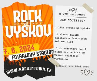 ❌SOUTĚŽ UKONČENA❌ 🔥 SOUTĚŽ O DVA VIP LUPENY NA ROCK IN VYŠKOV 🔥 📣 Již tento pátek bude ve Vyškově ROCK IN VYŠKOV. Těšit se...